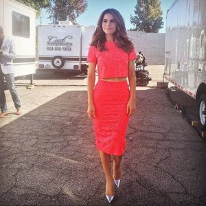 A.L.C. Thompson Rose Pink Crop Top and Skirt Set